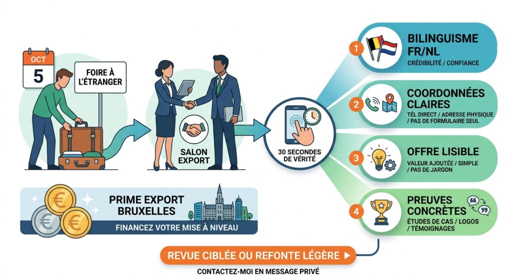 Foire à l’étranger dès le 5 octobre… avec un site qui ne tient pas en FR/NL 1 Foire a letranger des le 5 octobre avec un site qui ne tient pas en FR NL graphique